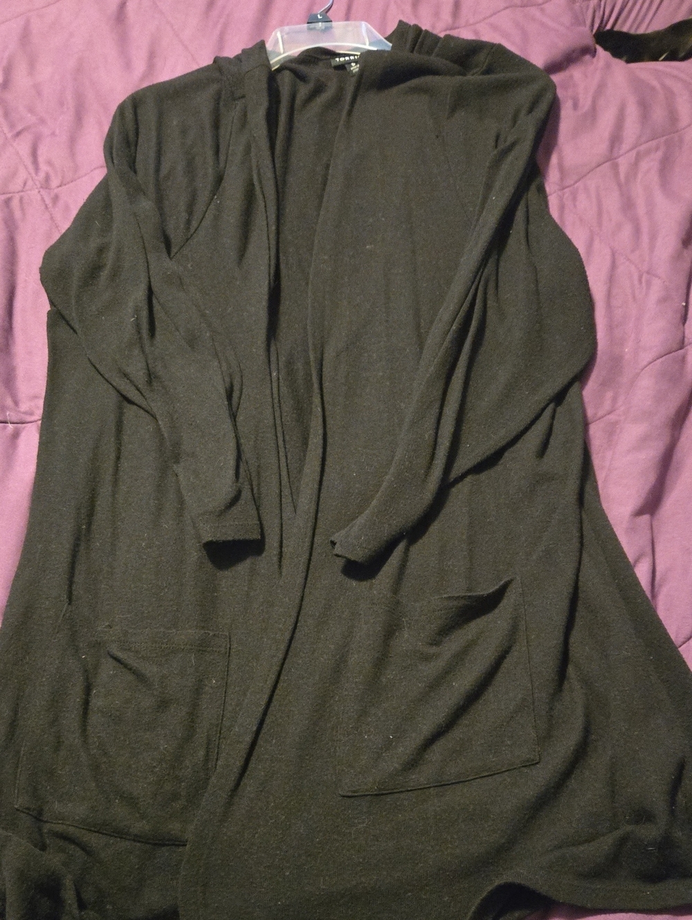 Black Open-Front Women's Cardigan Sweater